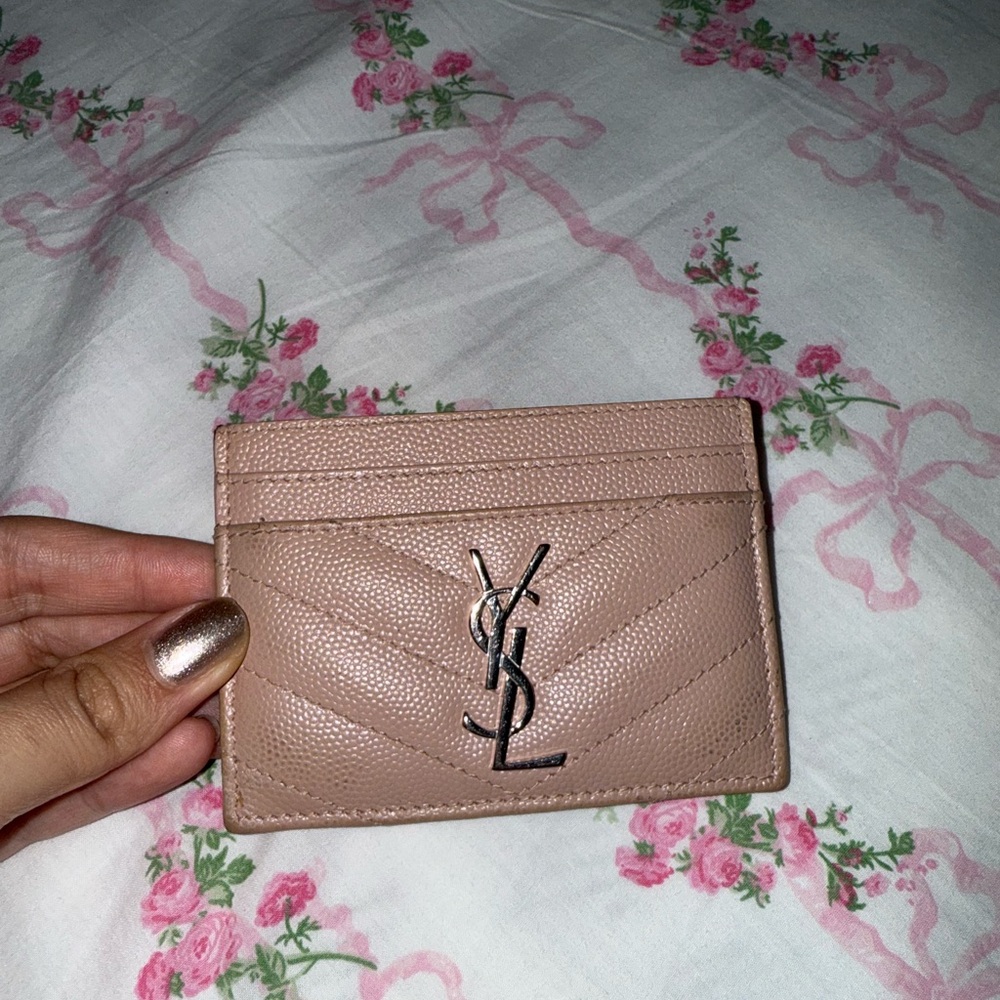 Yves Saint Laurent Blush Tan Leather Card Holder